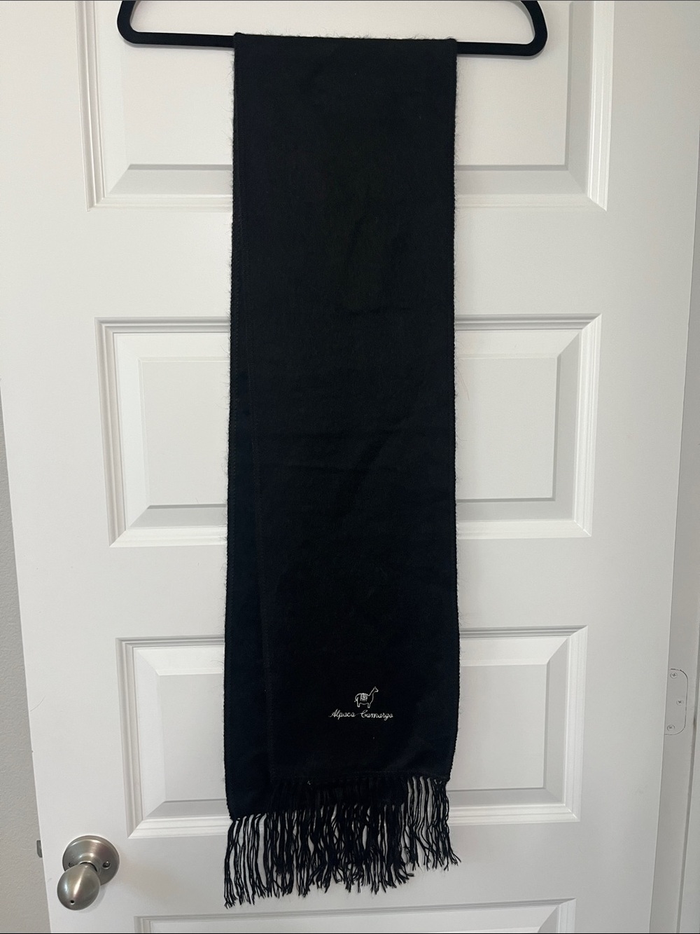 Alpaca Camargo Black Fringe Scarf